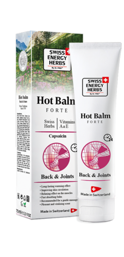 HOT BALM 8 швейцарских трав + витамины А, Е + метилсалицилат + капсаицин